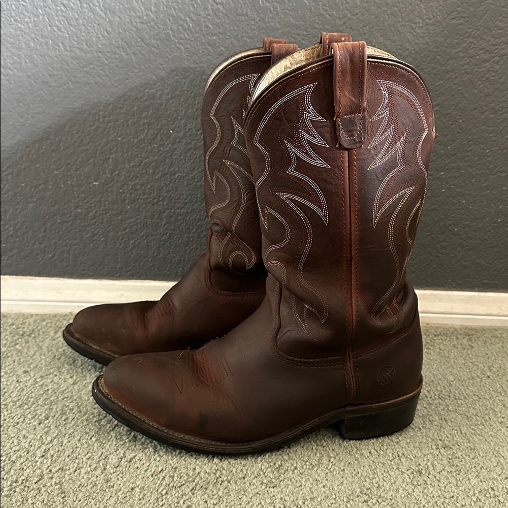 Double H 12" Domestic AG7 Work Western Boot Steel Toe Brown 2282 Size 9 EE wide